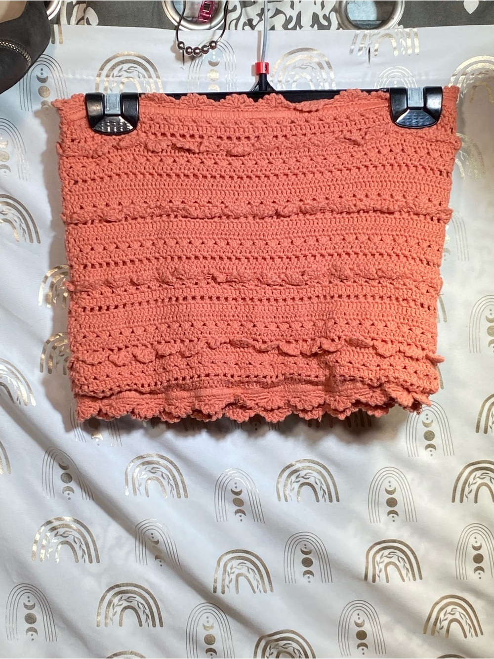 Forever 21 Coral Crochet Mini Skirt